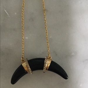 Stella & Dot Gold & Onyx Half Moon Necklace